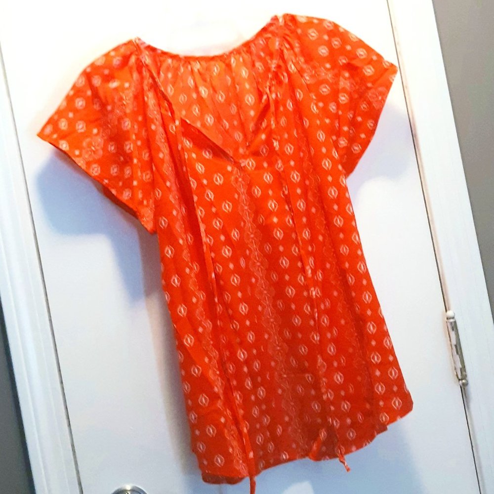 NWOT Flowy Red-Orange Blouse